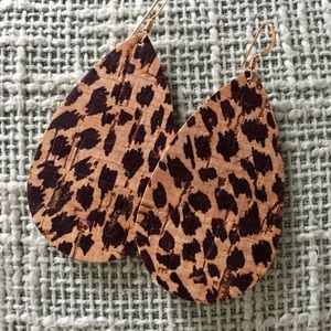 Nickel & Suede Cheetah Cork Teardrops